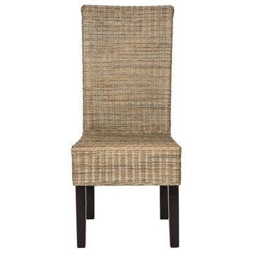 Sergio 18" Wicker Dining Chair, Set of 2, Gray