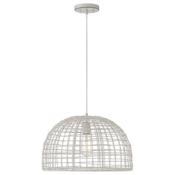 Trade Winds Lighting 1-Light Pendant Light In White Rattan With A White Socket