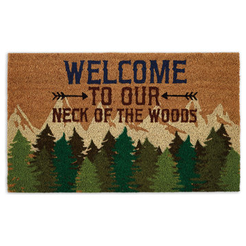 DII 30x18" Modern Coir Fabric Welcome Woods Doormat in Multi-Color