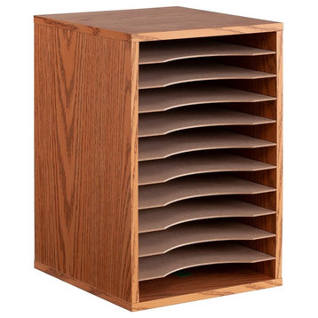 Safco Medium Oak 11 Compartment Vertical Desk Top Sorter