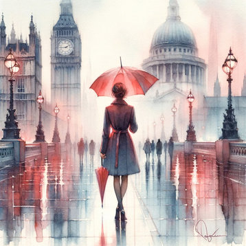 Misty London - Watercolor Rendezvous Canvas Print