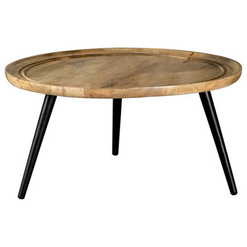 Coaster Zoe Mid-Century Wood Round Coffee Table with Trio Legs in Natural