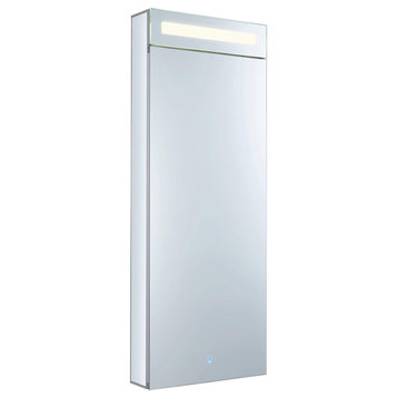 Bathroom LED Medicine Cabinet, Recessed/Surface Mount, 15"x40", Right Hand