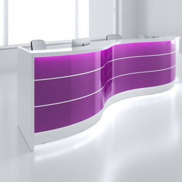 Valde Curved Reception Desk, Dark Pink by MDD Furniture
