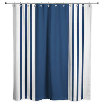 Farmhouse Stripe Shower Curtain, Blue