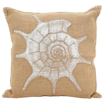 Natural Sea Life Down Filled Throw Pillow, Spiral Shell