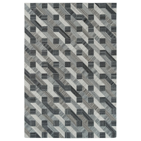 Kaleen Elegant Faux Cowhide Rug, Charcoal, 4'x6'