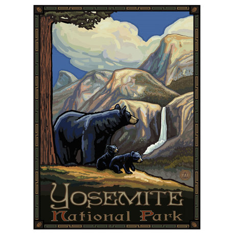 Paul A. Lanquist Yosemite National Park Black Bear And Art Print, 9"x12"