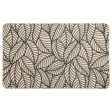 Jungle Printed Kitchen Mat 32" x 20" Beige Leaves Design