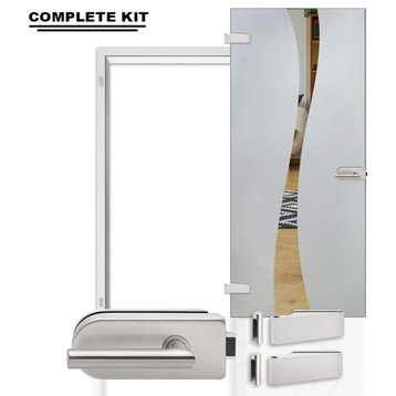 Interior Glass Door/Office Semi Frosted Design (Complete Kit), 28"x84", Studio H