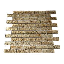 1x3 Glossy Gold Sky Subway Glass Mosaic Tiles - Home Accessories & Decor