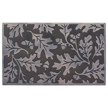 Leaves Rubber Pin Mat, Copper Hand Finished, Heavy Duty Doormat, 18"x30"