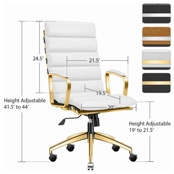 LUXMOD® Gold Office Chair, Ergonomic Desk Chair,Modern Executive Chair, Gold White