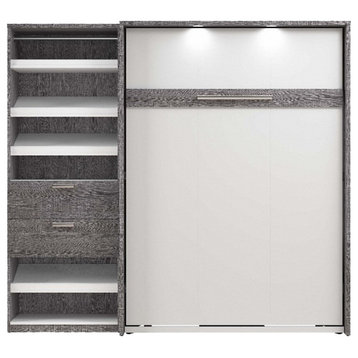 Cielo Full Murphy Bed with Closet Organizer in Gray/White - Engineered Wood
