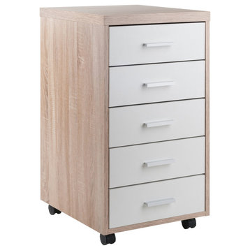 Ergode Kenner Mobile 5-Drawer Storage Mobile Cabinet, Two-Tone