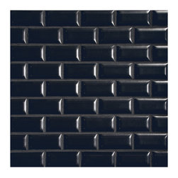 Dimensional Ceramic - Beveled Mini Brick 1" x 2" Mosaic Chocolate Black - Matte - Tile