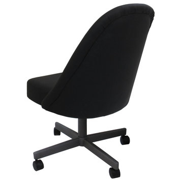 M-235 Swivel Metal Dining Caster Chair, Black Vinyl - Grey