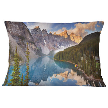 Moraine Lake in Banff Park Canada Landscape Printed Throw Pillow, 12"x20"