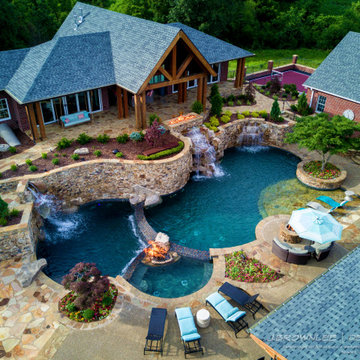 Tiered Grotto Lagoon Pools Inside & Out