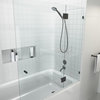 58"x48.5" Frameless Glass Bath Tub Shower Door, Glass Hung, Matte Black