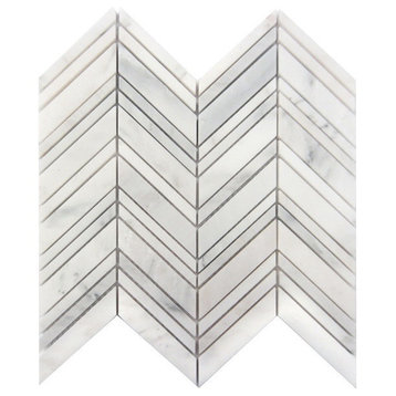 Arabescato Carrara Chevron Interlocking Honed Tile, 10 Sq. ft., 12"x12"