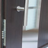 Stainless Steel Modern Entry Door, Wenge Finish, Left Hand Inswing