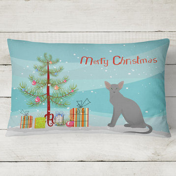 Oriental Shorthair Cat Merry Christmas Canvas Fabric Decorative Pillow