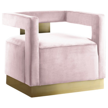 Armani Velvet Upholstered Accent Chair, Pink
