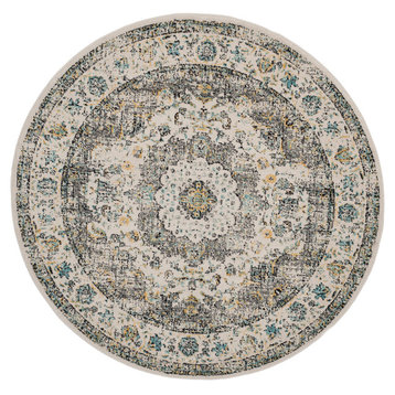 Safavieh Couture Evoke Collection EVK220 Rug, Gray/Gold, 6'7" Round