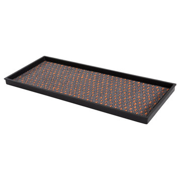 34.5"x14"x1.5" Natural/Recycled Rubber Boot Tray Gray/Orange Coir Insert