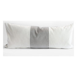 Colourblock White/Sharkskin Velvet Cushion - Decorative Pillows