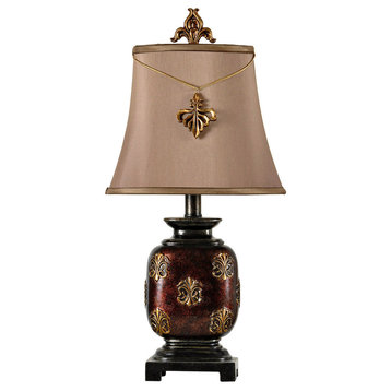 Mini Accent Table Lamp  With Fleur De Lis Pendant and Matching Finial