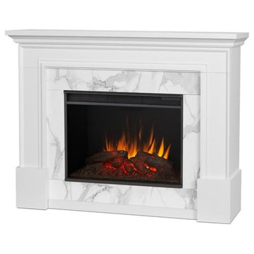 Real Flame Merced Grand Contemporary Wood Electric Fireplace in White