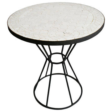 Outdoor White Mosaic Round Bistro Table