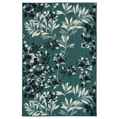 Kaleen Pianta Collection PTA02-91 Teal Area Rug 5'3" x 5'3"