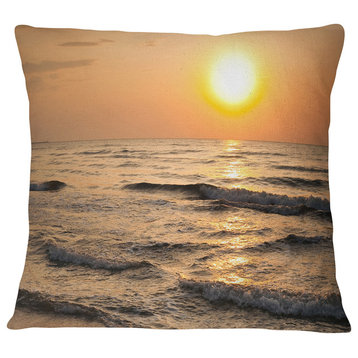 Typical Sunrise with Tranquil Waves Seascape Throw Pillow, 16"x16"