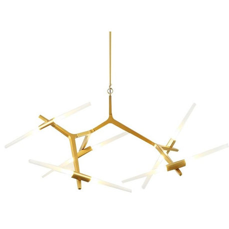 6-Light Modern Metal Chandelier Glass Tree Branch Gold Decor