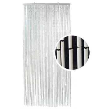 Bamboo Beaded Door Curtain 65 Strings 79" W x 36" W, Off-White