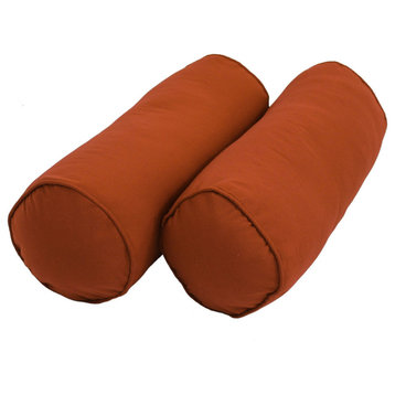 20"x8" Double-Corded Twill Bolster Pillows/Inserts, Set of 2, Spice