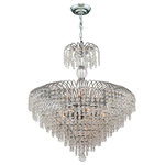 Crystal Lighting Palace - French Empire 14-Light Chrome Finish Clear Crystal Chandelier - This stunning 14-light Crystal Chandelier only uses the best quality material and workmanship ensuring a beautiful heirloom quality piece. Featuring a radiant Chrome finish and finely cut premium grade crystals with a lead content of 30%, this elegant chandelier will give any room sparkle and glamour.