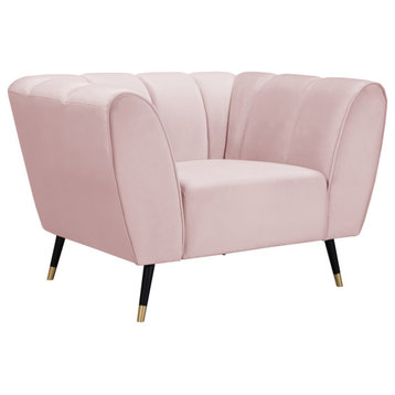 Beaumont Velvet Upholstered Chair, Pink