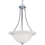 Maxim Lighting International - Malaga 3-Light Invert Bowl Pendant, Satin Nickel, Marble - Brighten your home with the Malaga Invert Bowl Pendant light. This 3-light pendant can be hung alone or with another over the kitchen island or dining table. Finished in satin nickel with marble glass, the Malaga Invert Bowl Pendant complements nearly any existing color scheme.