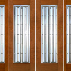 Prehung Prehung Double 2-1/4" Thick Mahogany Doors Sidelites Art Glass - Front Doors