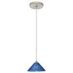 Besa Lighting - Besa Lighting 1XT-282484-SN Kona - One Light Cord Pendant with Flat Canopy - The Kona pendant features a wide cone-shaped glassKona One Light Cord  Bronze Blue Starpoin *UL Approved: YES Energy Star Qualified: n/a ADA Certified: n/a  *Number of Lights: Lamp: 1-*Wattage:50w GY6.35 Bi-pin bulb(s) *Bulb Included:Yes *Bulb Type:GY6.35 Bi-pin *Finish Type:Bronze