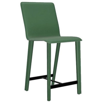 Perugia Top Grain Leather Counter Stool, Norden Leather, Green