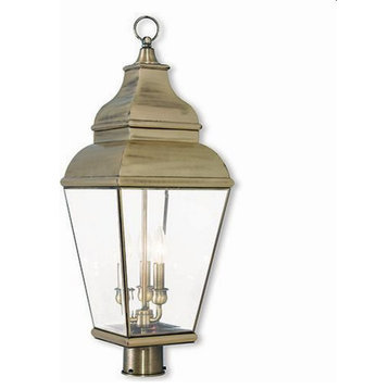 3 Light Outdoor Post Top Lantern in Farmhouse Style - 10 Inches wide by 28.25