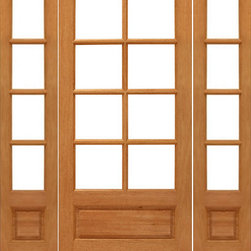 Prehung 8-lite French Brazilian Mahogany Wood 1 Panel IG Glass Sidelights Door - Patio Doors