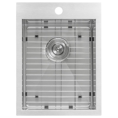 Topmount 15" Drop-In 16 Gauge Bar Prep Sink Single Bowl