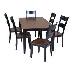 Aden 7-Piece Solid Wood Dining Set, Distressed Light Cherry And Black - Products