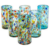  WHOLE HOUSEWARES Artisan Crafted Hand Blown Glass Tumblers,Colored  Bubble Water Glasses,8.5 OZ of 4 Colors Set : Home & Kitchen